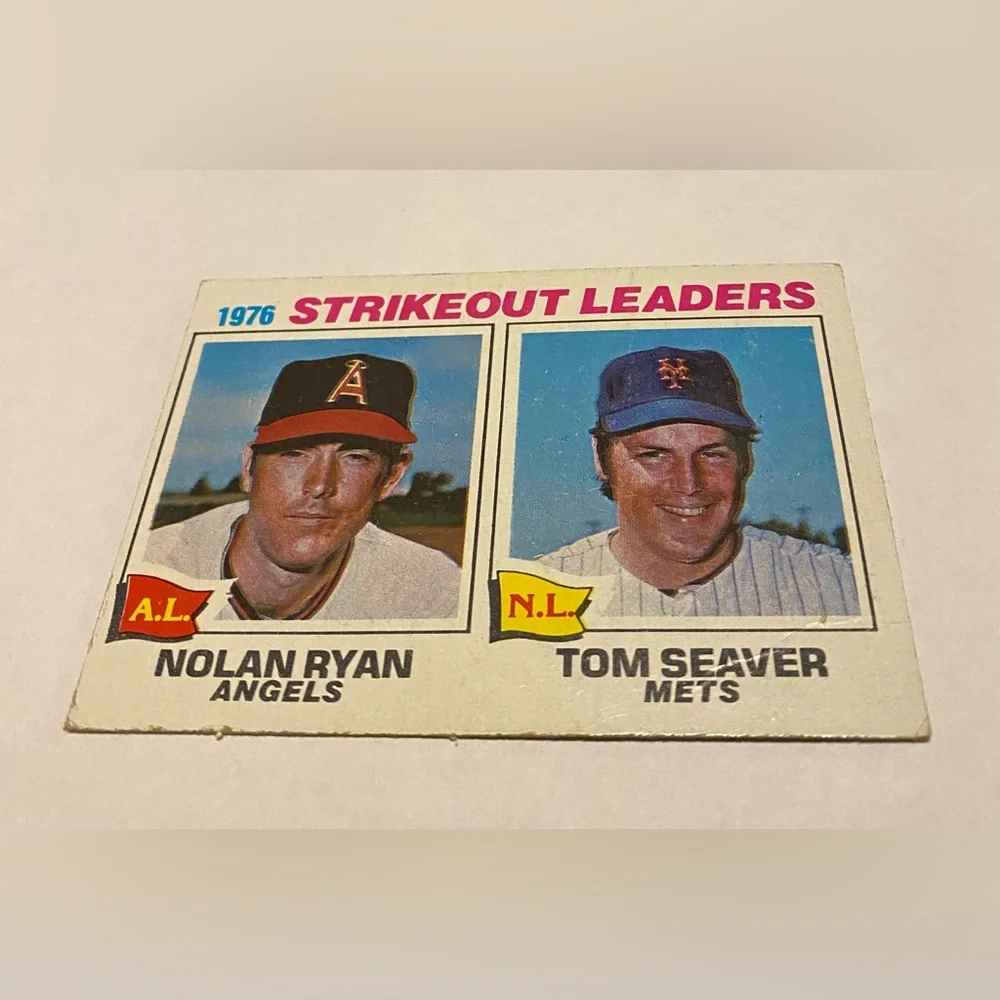Nolan Ryan/Tom Seaver 1977 Baseball Card 1976 Strikeout Leaders Vintage